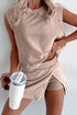 Effortless Style Washed Sleeveless Muscle Tee And Overlap Skort Two Piece Set